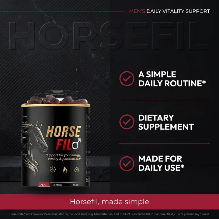 A simple daily routine graphic with the HorseFil bottle
